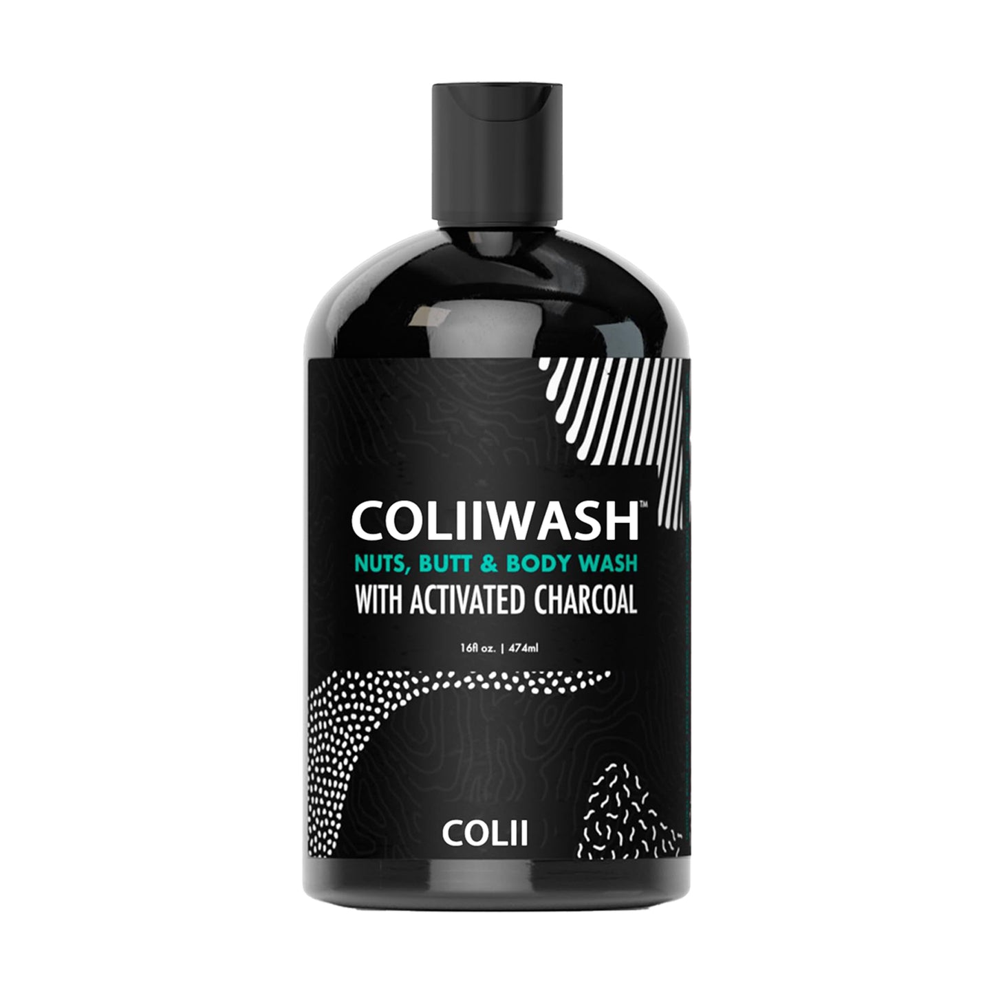 COLII™ Men's Charcoal Intimate Wash, plant-based, pH balanced, reduces odor and streaks, leaving you feeling fresh and sexy