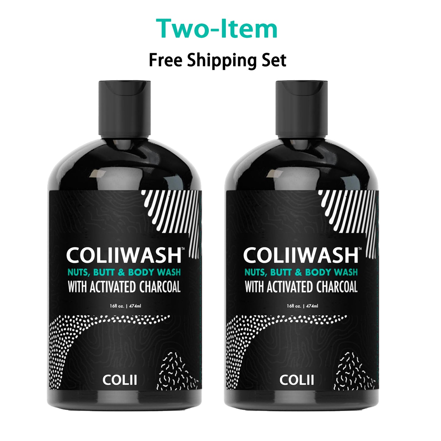 COLII™ Men's Charcoal Intimate Wash, plant-based, pH balanced, reduces odor and streaks, leaving you feeling fresh and sexy